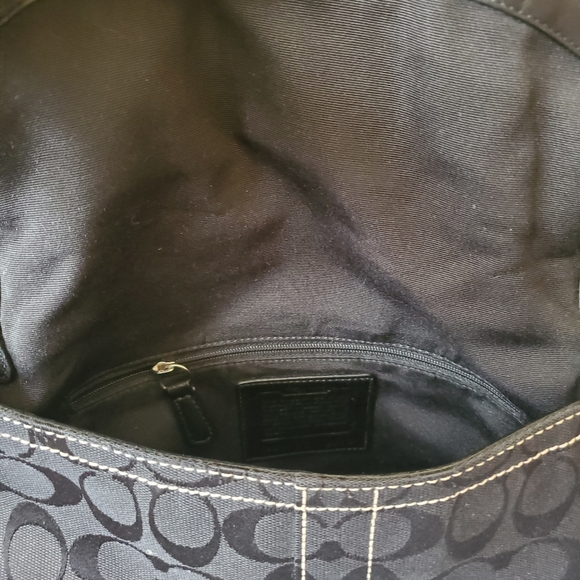 COACH 10603 Black Canvas & Leather Signature Handbag Purse - Picture 5 of 8